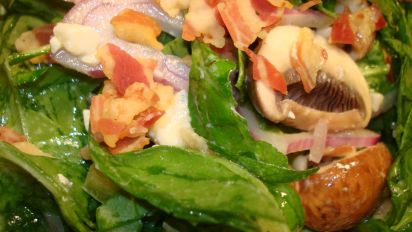Warm Spinach Salad With Pancetta And Gorgonzola Dressing Recipe