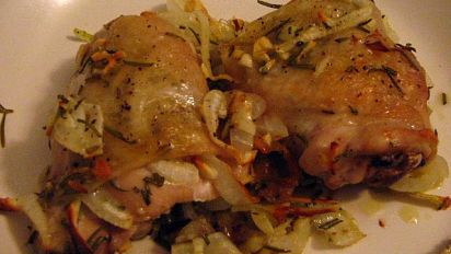 Baked Chicken With Onions Garlic Rosemary Recipe Food Com