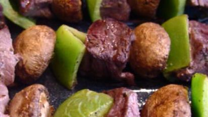 Beef Pepper Mushroom Kabobs Recipe Food Com