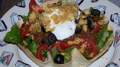 Taco Salad Tortilla Bowl Recipe Food Com
