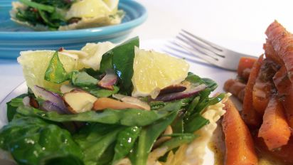 Spinach Salad In Parmesan Frico Cups Giada De Laurentiis Recipe