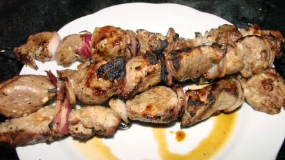 Marinated Pork And Red Onion Kebabs Recipe Food Com
