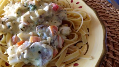 Halibut Fettuccine Recipe Food Com Pasta tossed with a creamy parmesan sauce and flakes of salmon. halibut fettuccine