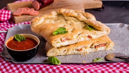 Sausage And Pepperoni Cheese Stuffed Calzone Recipe Food Com