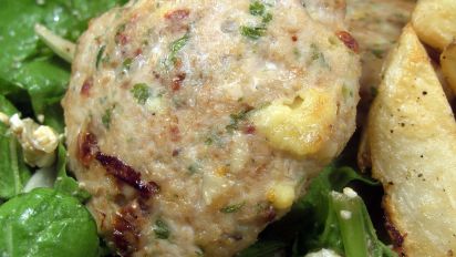 Chicken Tomato And Feta Patties On A Spinach Salad Recipe Food Com