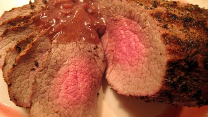 Grilled Peppercorn Crusted Roast Beef With Port Wine Sauce Recipe Food Com