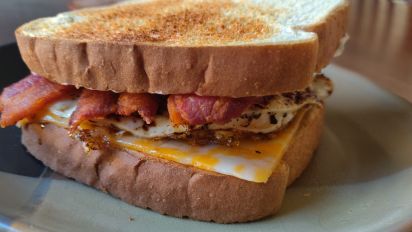 Fried Egg Bacon Cheese Sandwich Recipe Food Com
