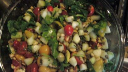 Lentil Salad With Cucumbers Tomatoes And Baby Spinach Recipe Food Com