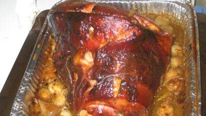 Balsamic And Dijon Glazed Ham With Roasted Pearl Onions Recipe