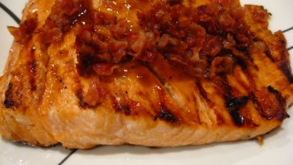 Bourbon Glazed Salmon With Peanuts And Bacon Recipe Food Com
