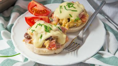 Bacon Gruyere Cheese And Egg Sandwiches With Hollandaise Recipe Food Com Beat in milk, green pepper, salt and pepper. bacon gruyere cheese and egg sandwiches with hollandaise