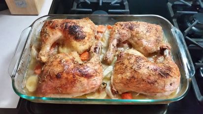 Lemon Rosemary Garlic Roasted Chicken Quarters Recipe Food Com