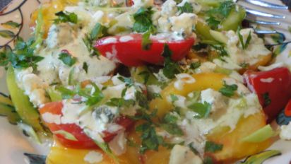 Heirloom Tomato Salad With Buttermilk Dressing And Blue Cheese