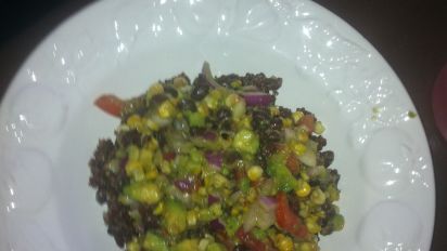 Black Bean Corn Avocado Salad Over Red Quinoa With Cilant Recipe Food Com