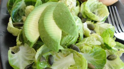 Brussels Sprout Salad With Avocado Pumpkin Seeds Recipe Food Com