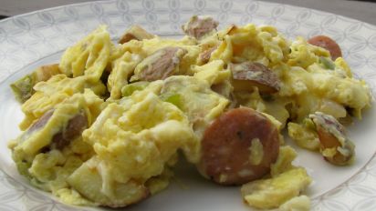 Cajun Scramble With Andouille Sausage Recipe Food Com