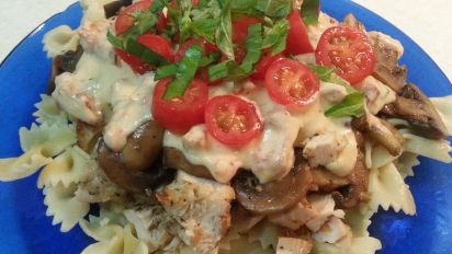 Creamy Tuscan Pasta Sauce With Chicken And Balsamic Mushrooms Recipe Food Com
