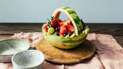 Watermelon Basket Fruit Salad Recipe Food Com