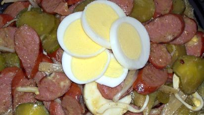 Savory Sausage Salad Aka Wurstsalat Recipe Food Com