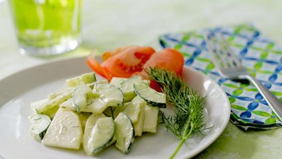 Kohlrabi And Cucumber Salad With Cashew Wasabi Dressing Recipe Food Com Pair it with a spiralized cucumber and carrot salad for a delicious vegan dish that'll shake up your salad game! kohlrabi and cucumber salad with cashew wasabi dressing