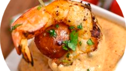 Cajun Shrimp And Andouille Sausage Skewers Kobe Roux Recipe Food Com