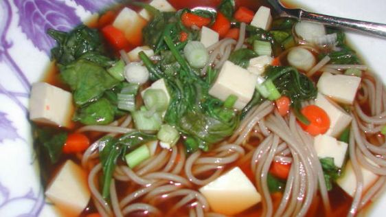 Soba Soup with Spinach & Tofu