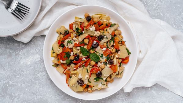 Marinated Chickpea & Artichoke Salad with Feta