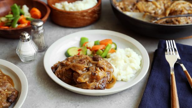 Salisbury Steak with Mushroom & Onion Gravy