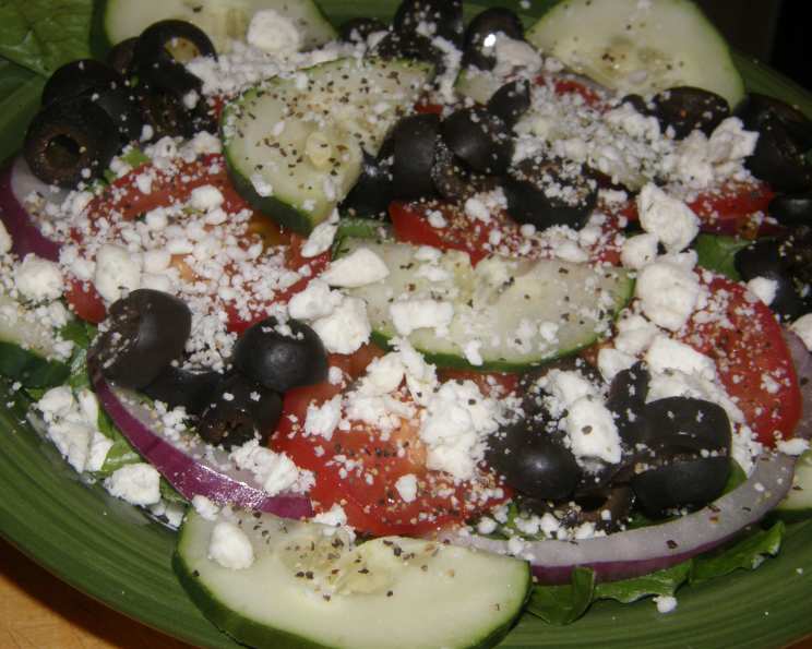 Greek Salad Recipe from the Food Network preparation steps