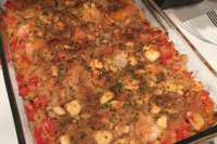Greek Rice and Shrimp Bake With Feta Crumb Topping Recipe 
