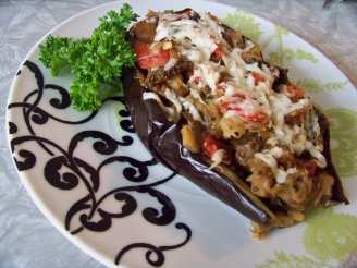 Stuffed Eggplant With Cheese and Tomatoes