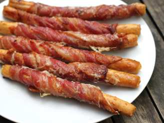 Bacon Wrapped Sesame Breadsticks