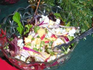 Salad With Apple, Celery, Hazelnuts and Roquefort Cheese