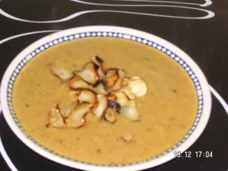 Curried Parsnip and Apple Soup With Parsnip Crisps