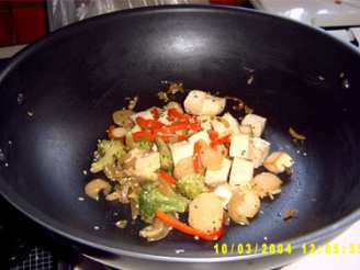 Veggie Tofu Stir-Fry With Sesame Seeds Over Brown Rice