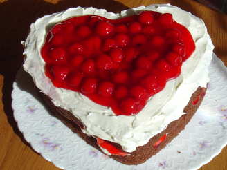 Heart Shaped Chocolate & Cherries & Cream Cake