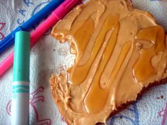 Ooey Gooey Peanut Butter and Honey Sandwiches (open Faced)
