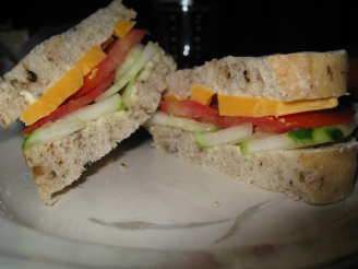 Cucumber, Tomato and Cheddar Sandwich