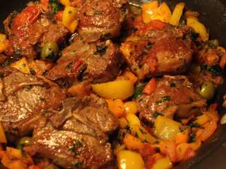Lamb Chops, Calabrese, With Tomatoes, Peppers and Olives