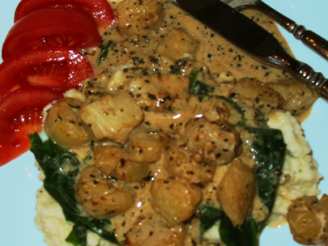 Creamy Tarragon Scallops With Spinach & Smashed Potatoes