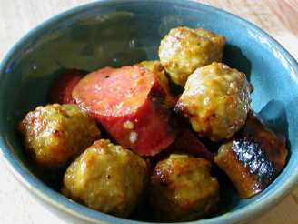 Sweet and Sour Mustard Sausages and Meatballs