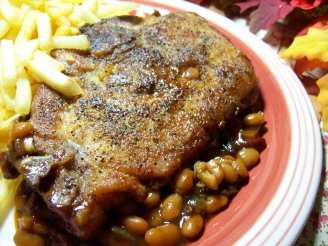 Easy Oven Baked Beans and Pork Chops