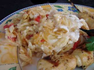 Baked Orzo With Peppers and Cheese