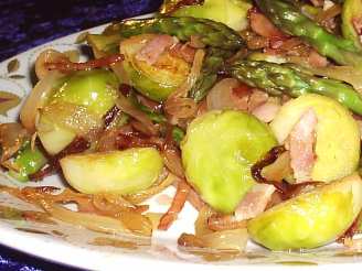 Caramelized Onion-(Sometimes Bacon)-And Pecan Brussels Sprouts