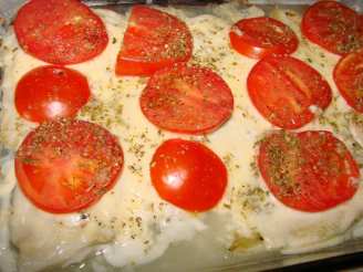 Really Easy Baked Sole Fish With Mozzarella and Tomato