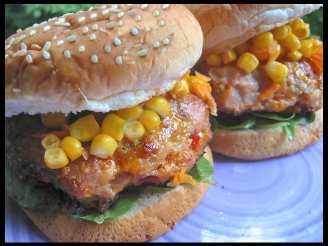 Cheesy Chicken Burger W/ Corn & Carrot Relish