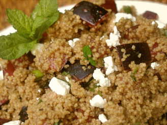Whole Wheat Couscous With Plums, Goat Cheese and Fresh Mint