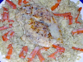 Chicken Breasts With Orzo, Carrots, Dill, and Avgolemono Sauce