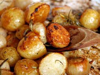 Whole Roasted Shallots and Potatoes With Rosemary