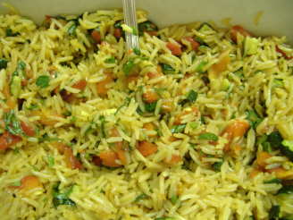 Basmati Rice Pilaf With Zucchini, Roasted Red Peppers & Par